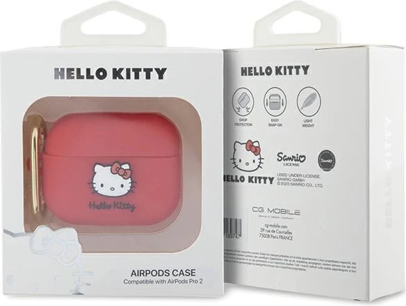 Silikonski ovitek 3D z glavo Kitty za AirPods Pro 2, Hello Kitty, fuksija