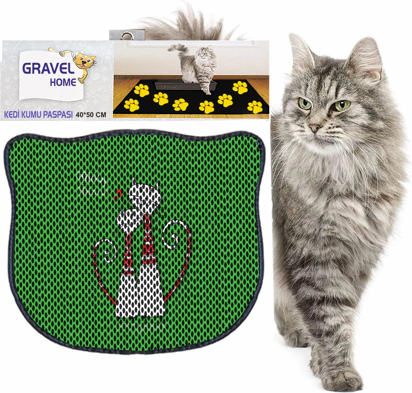 Preproga za mačji pesek, večbarvna, Paws & Whiskers Kdkafa0032, 40 x 50 cm