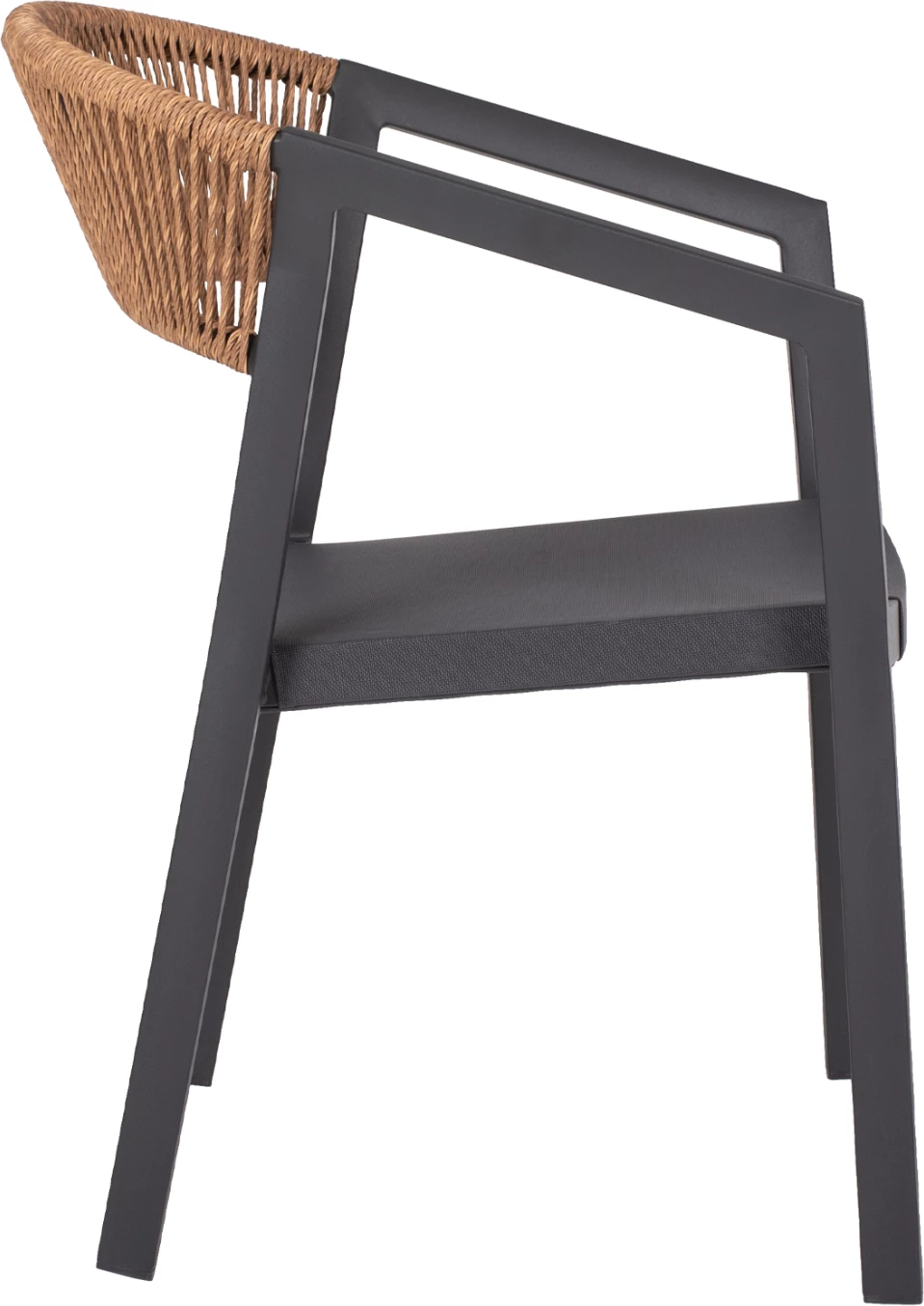 Aluminijasti naslanjač FH5891.01 antracit okvir in tekstil - hrbtni del iz bež ratana 56x60x81,5 cm