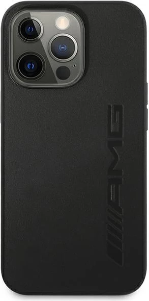 Usnjena zaščitna prevleka za iPhone 14 Pro Max 6,7", Mercedes AMG AMHCP14XDOLBK, črna