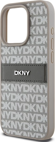 Ovitek Mono Stripe & Metal Logo DKNY za iPhone 15 Pro Max, bež