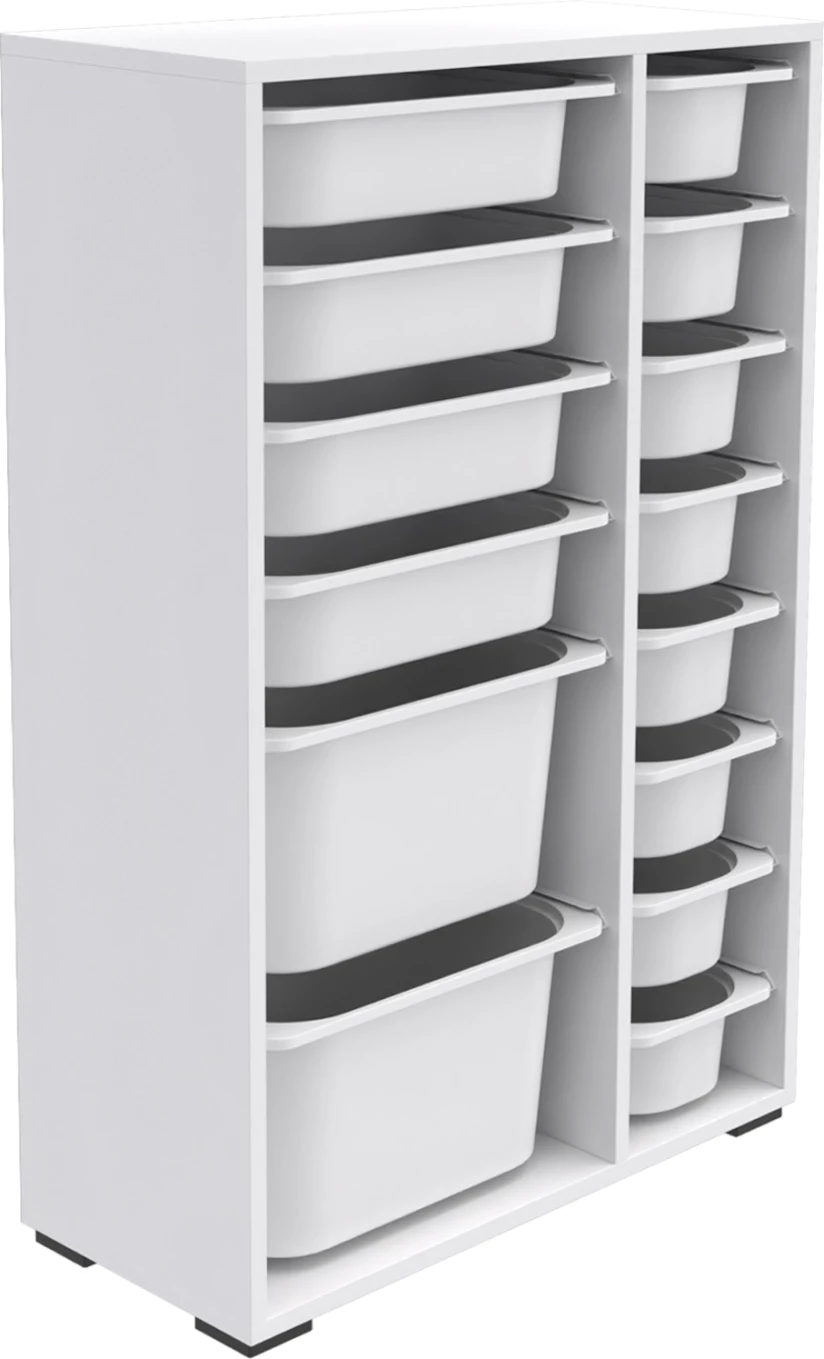 Komoda SANI FH18211.01 melamin v beli barvi - 14 belih P.E. predalov 69,5x30x109H cm