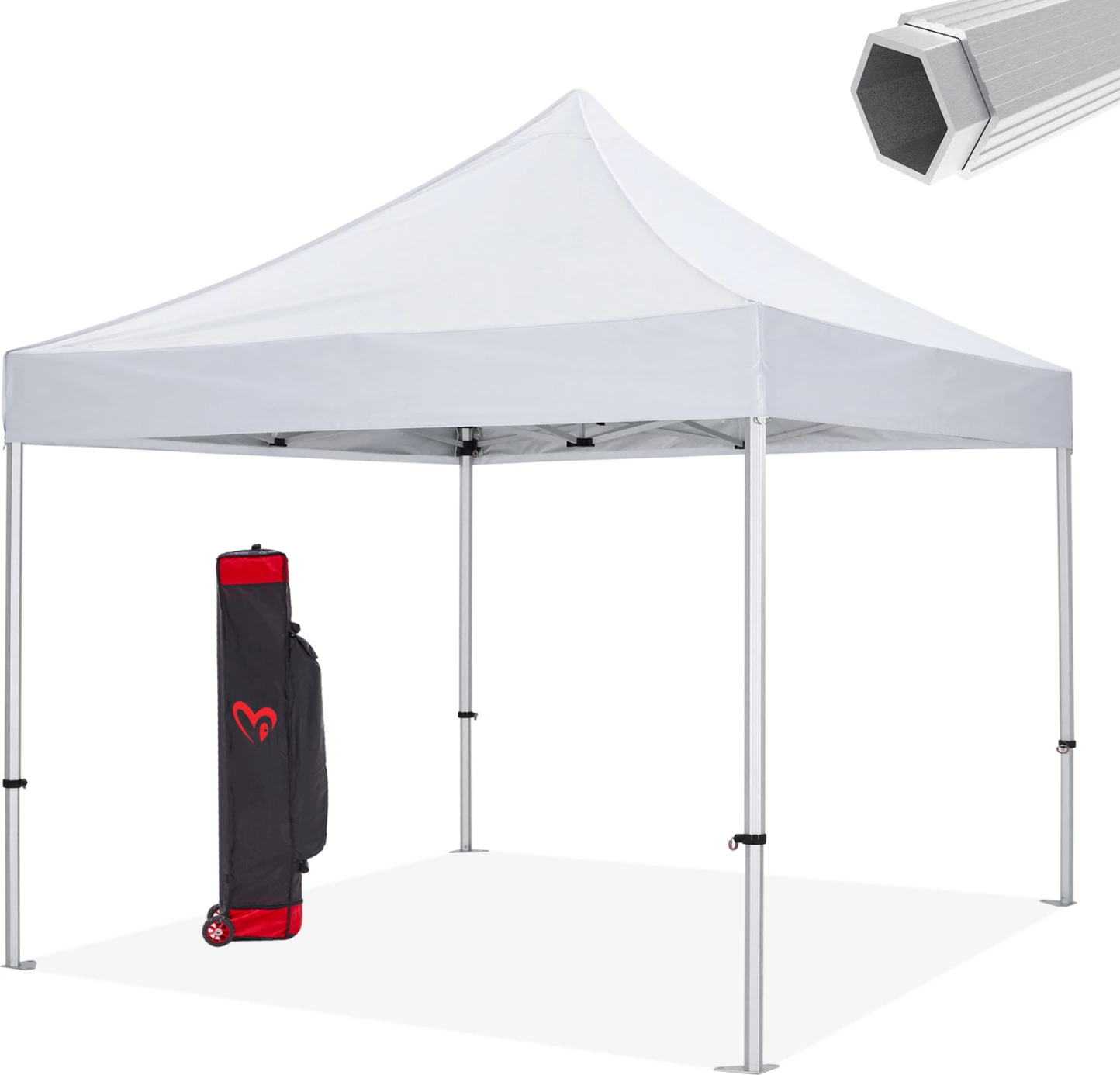 Zložljiv profesionalni paviljon MATTHEW-AL s srebrnim aluminijastim okvirjem v beli barvi 3x3x3,43Hm