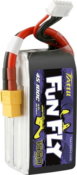 Litij-Polimerna baterija Tattu Funfly 1550mAh 4S1P 100C, za dron, črna