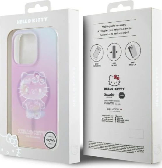Ovitek Hello Kitty za iPhone 16 Pro, MagSafe, rožnat, 50. obletnica