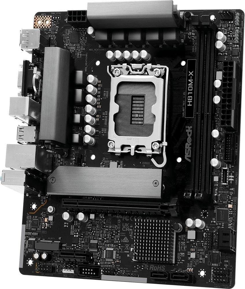 Matična plošča micro ATX, Intel H810, 128 GB DDR4, LAN 2,5G, črna ASRock H810M-X