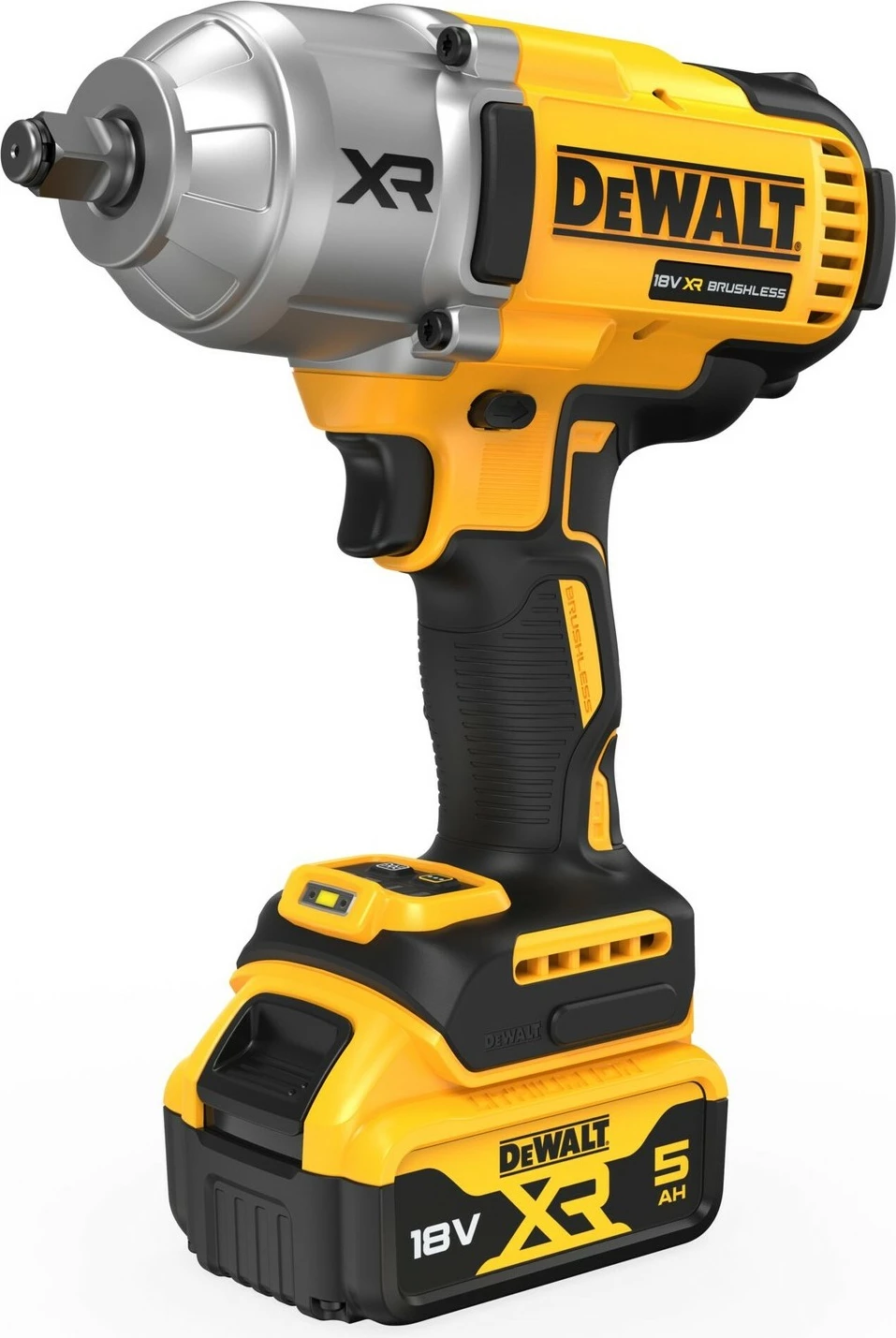 Udarni ključ, DeWALT DCF900P2T-QW, brezkrtačni, 1/2", 18V, 5Ah, črn/rumen
