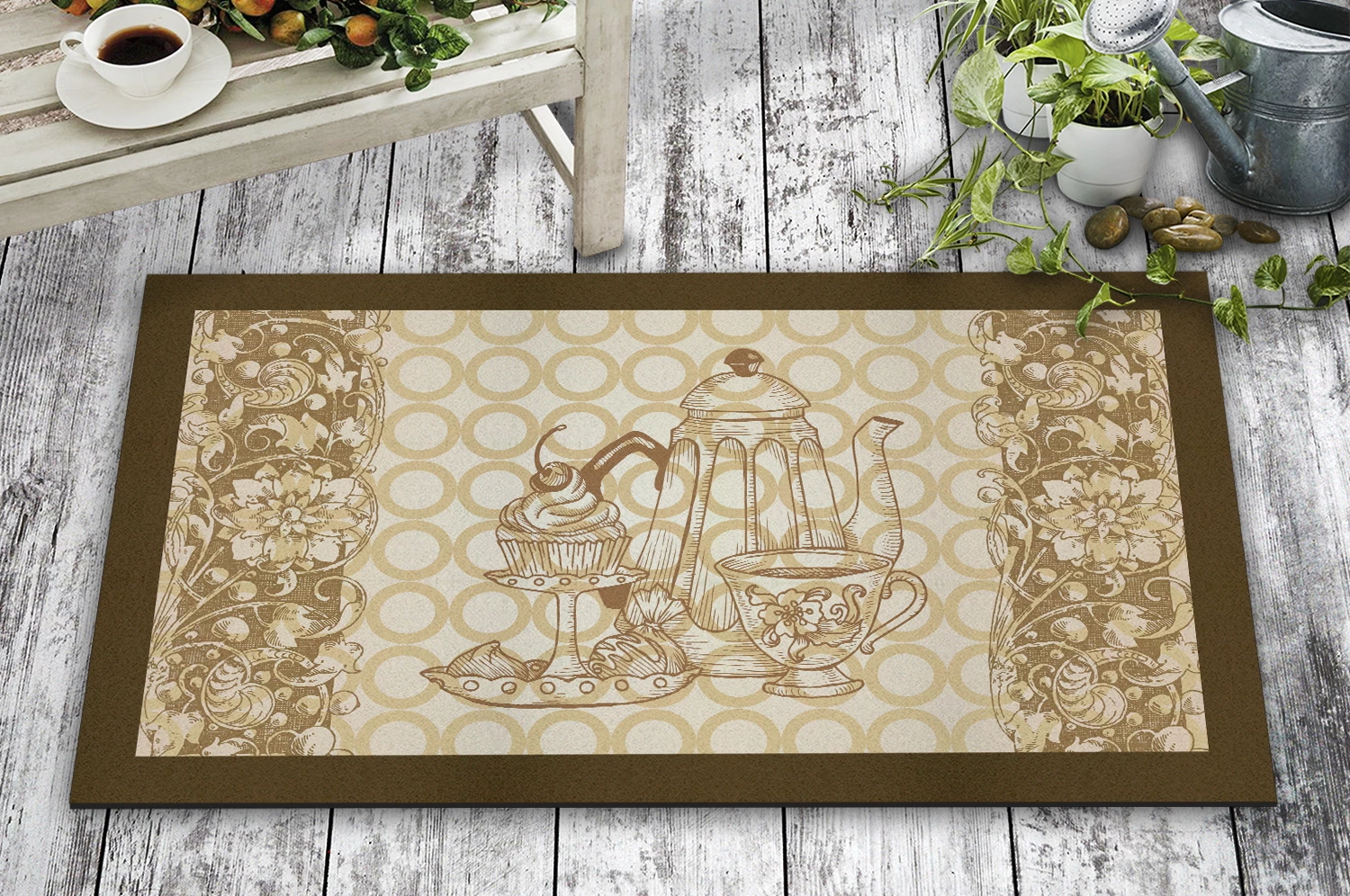 Predpražnik PVC, motiv čajnika, večbarven, 45x70 cm - Aberto Design