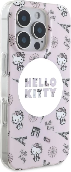 Ovitek za telefon IML All Over Paris Hello Kitty za iPhone 16 Pro, roza