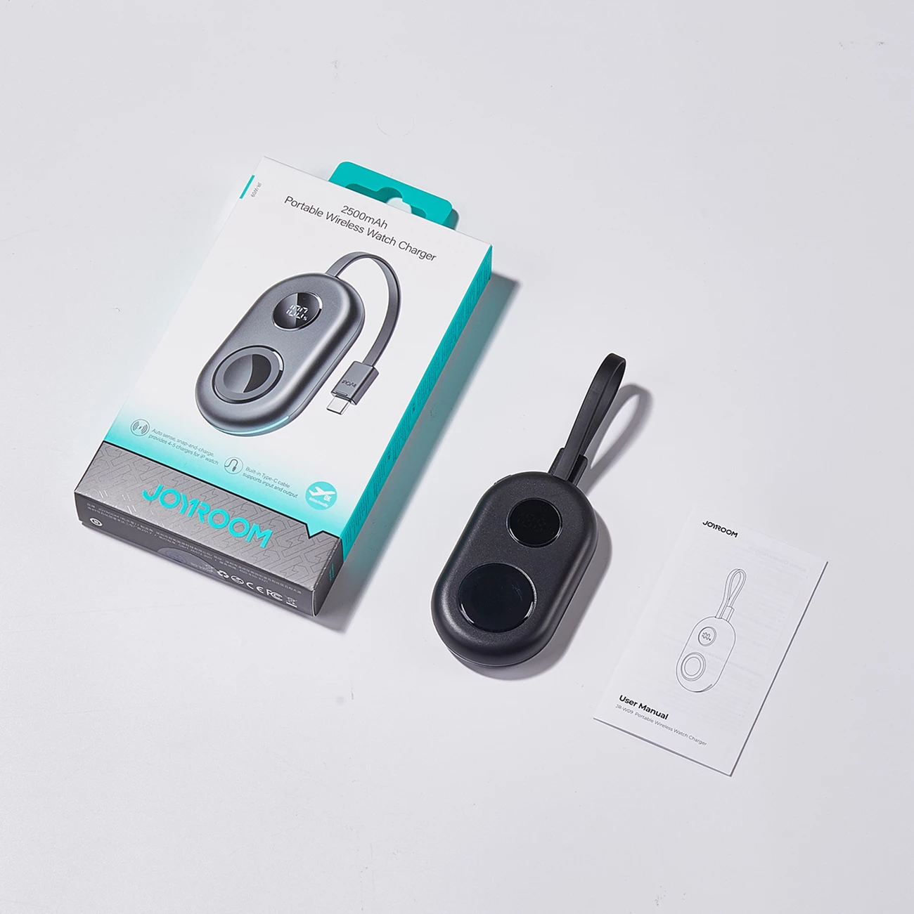 Brezžični polnilec za Apple Watch Joyroom JR-W09, 2500 mAh, z USB-C kablom, črn