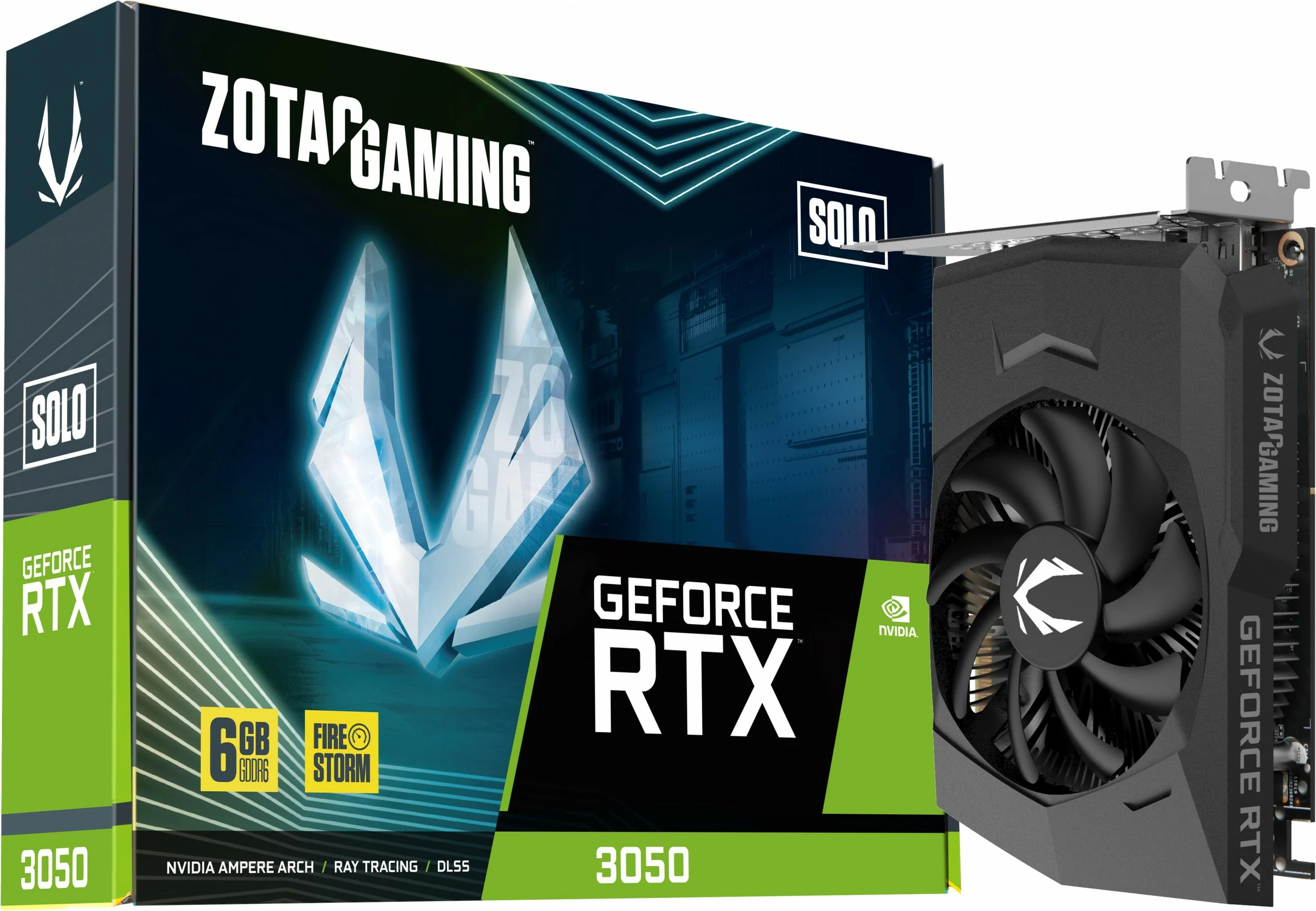 Grafična kartica Zotac GAMING GeForce RTX 3050 Solo, 6 GB, GDDR6, PCI Express x8 4.0, črna