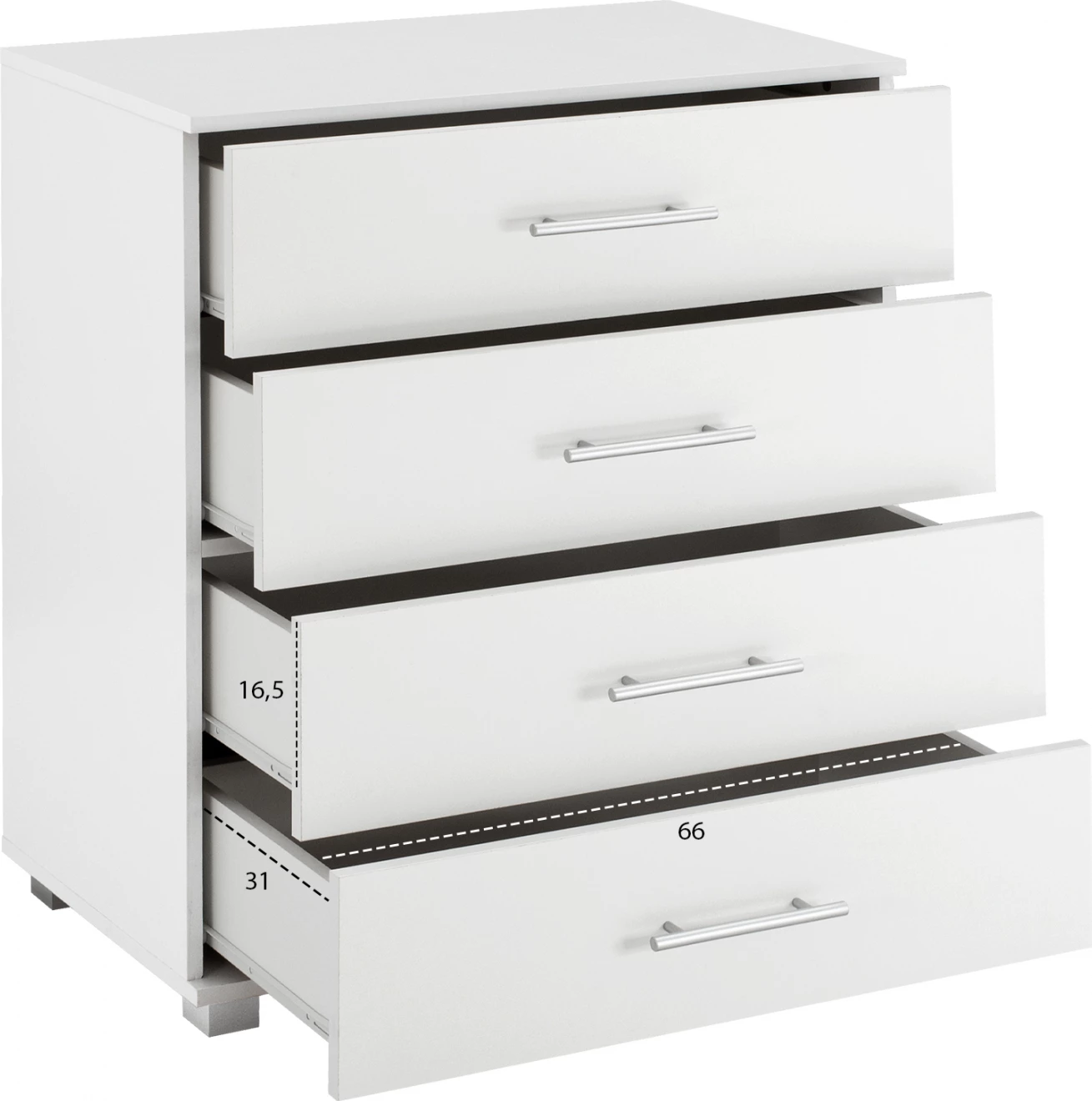 Predalnik iz melamina FH2204.05 s 4 predali bel 75x40x83cm