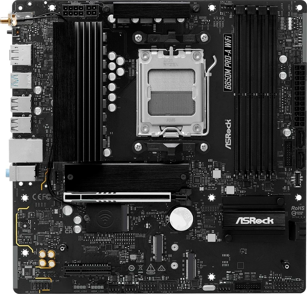 Mati mikro ATX plošča Asrock B850M Pro-A WiFi, Sockel AM5, črna