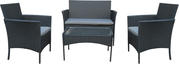 Vrtni lounge set Calmness, 4-delni rattan črn, blago sivo