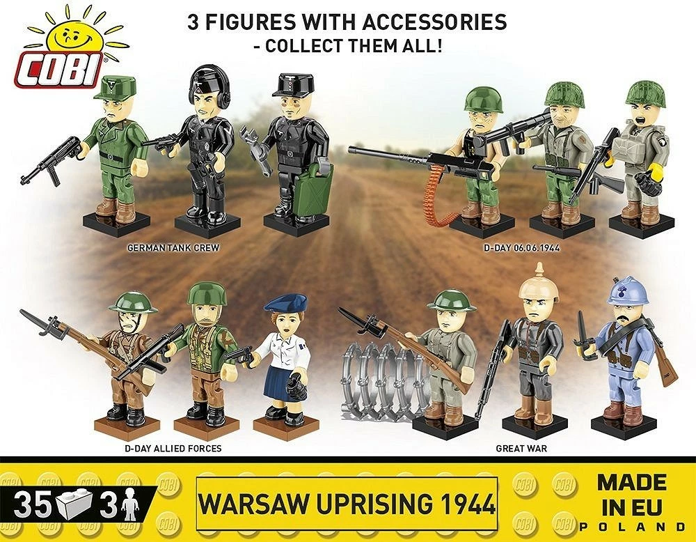 Set figuric Varšavska vstaja 1944, Historical Collection Cobi Klocki, 2057, 3 figurice, 35 kosov, plastika