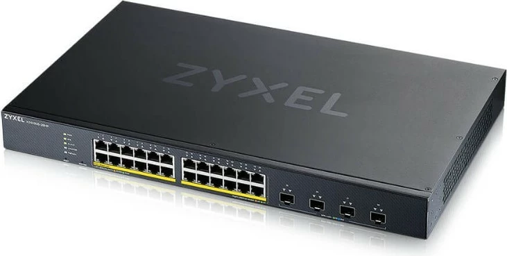 Upravljano omrežno stikalo Zyxel XGS1935-28HP, 24 porta Gigabit PoE, 4 porta 10GbE SFP+, za rack, črno