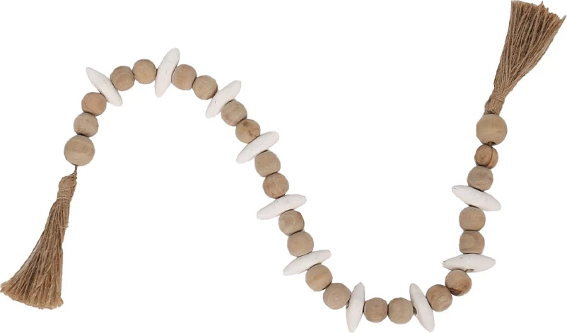 Dekorativne kroglice Sikinos, MDF, vrv, bela-bež, 4.5x2.5x80 cm