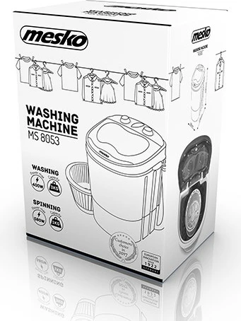 Mini pralni stroj, Mesko Home MS 8053, 150 W, 3 kg, bel/moder
