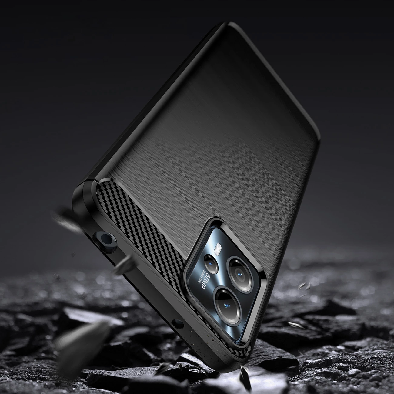 Ovitek za telefon Hurtel Carbon za Motorola Moto G53/G13, TPU, črn