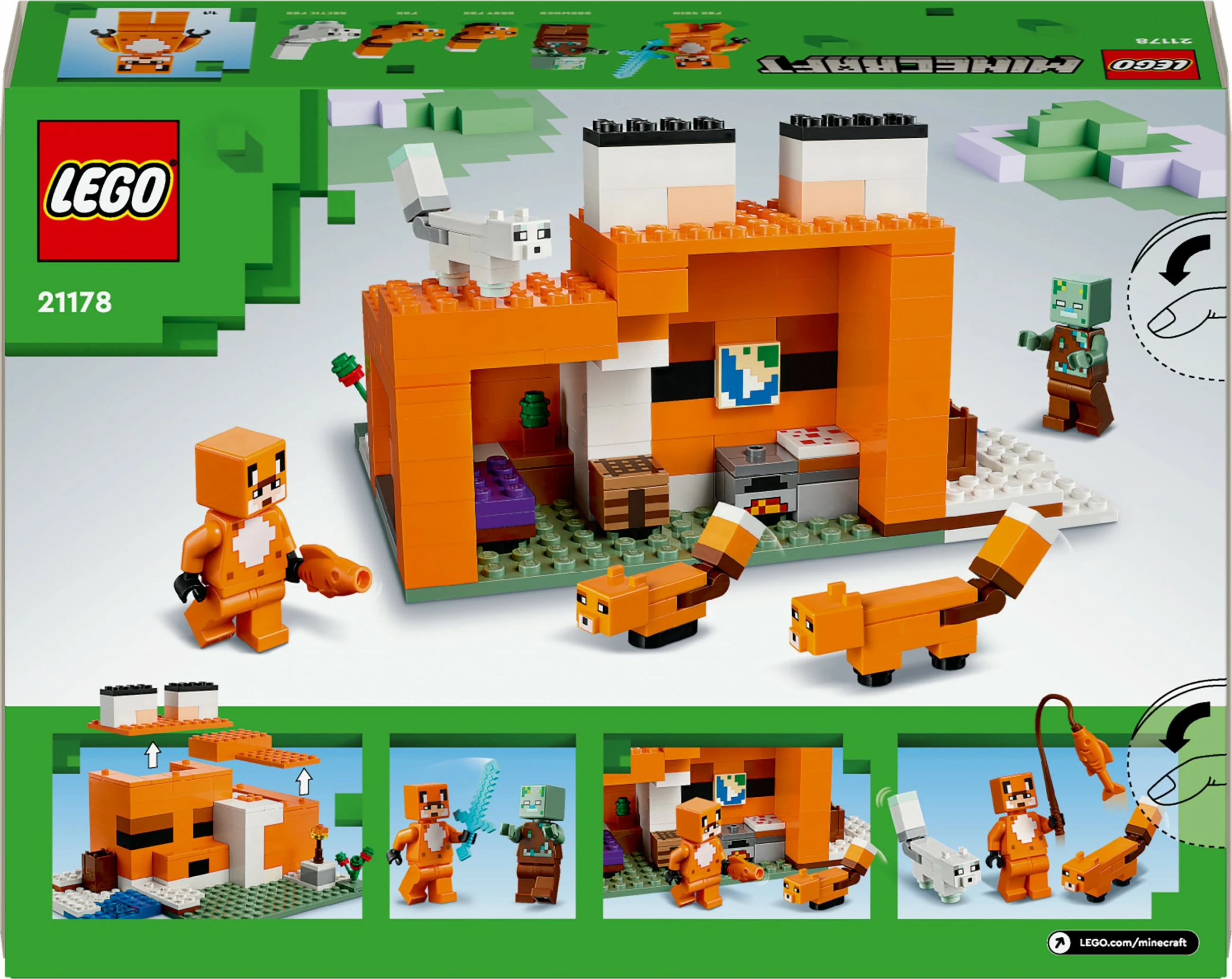 Set za sestavljanje Minecraft The Fox Lodge, 193 kosov, plastika, večbarven