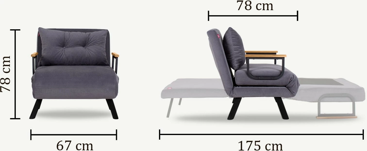 Enoposteljna zložljiva sedežna fotelja, svetlo rjava, Sando Single