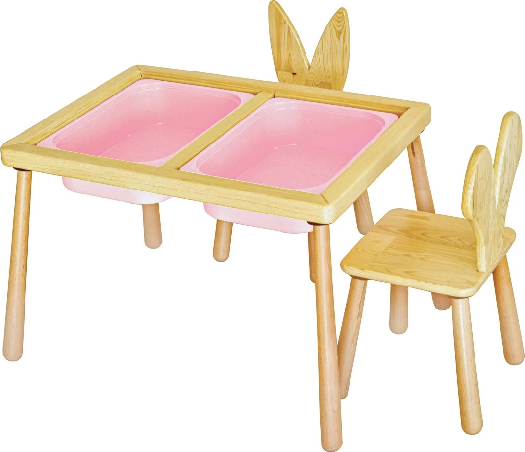 Otroški set mize z 2 stoli, Skye Decor, rožnat