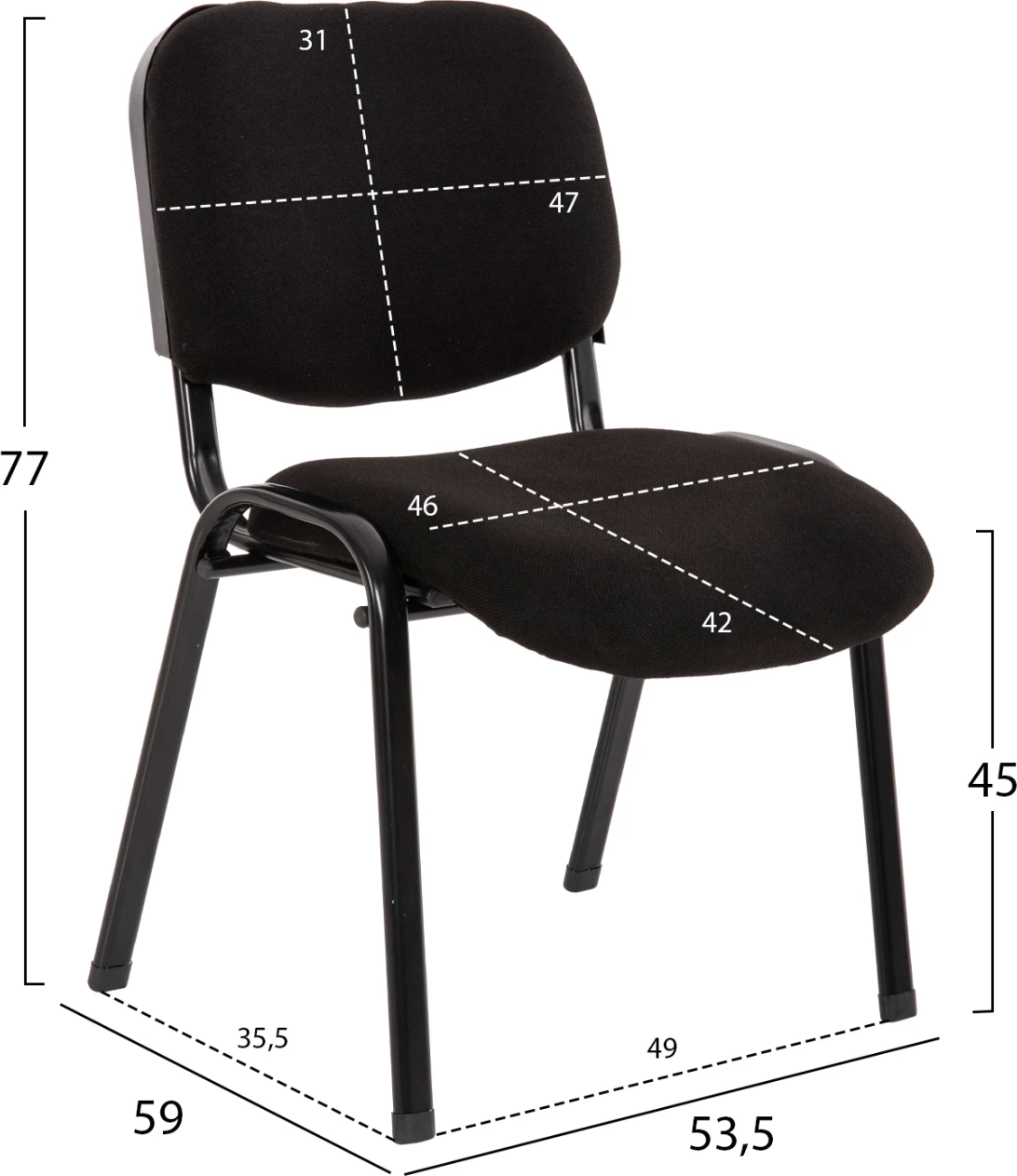 Sodelovalni stol JANISHA FH1010.11 FOLEJA črna tkanina 53,5x59x77Hcm
