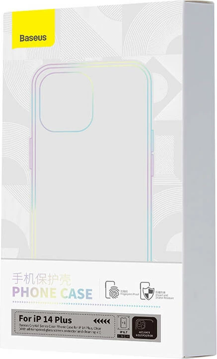 Prozoren ovitek Baseus Crystal Series za iPhone 14 Plus s kaljenim steklom, Transparenten