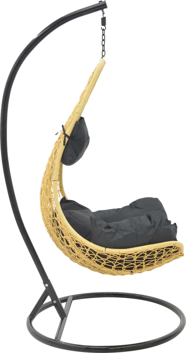 Viseči vrtni stol Soleil, naravna barva in črna kovina, 103x83x200 cm