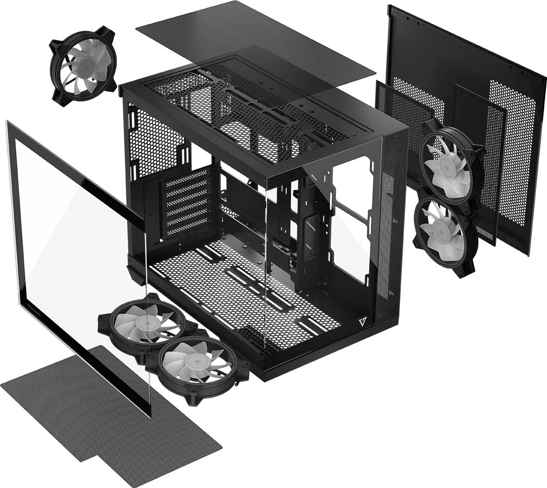 Računalniško ohišje MODECOM Volcano Panorama APEX ARGB 5F, Midi Tower, sivo