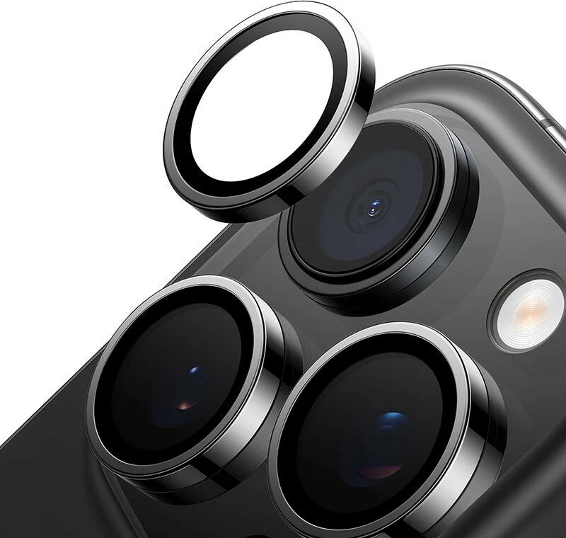 Zaščitno steklo za kamero Torras Lensguard za iPhone 16 Pro Max, 0,25 mm, črno