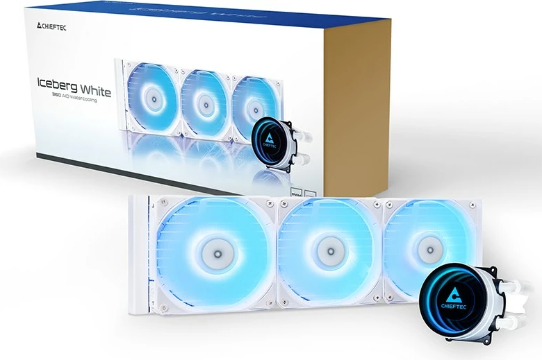 Sistem vodnega hlajenja Chieftec CLC-360-RGB-W, 3 ventilatorji 12 cm, bel