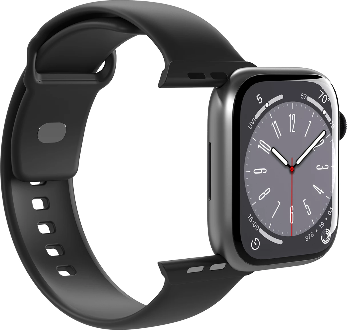 Silikonski pašček za Apple Watch Puro Icon, 42/44/45/49 mm, črn, set 2 kos