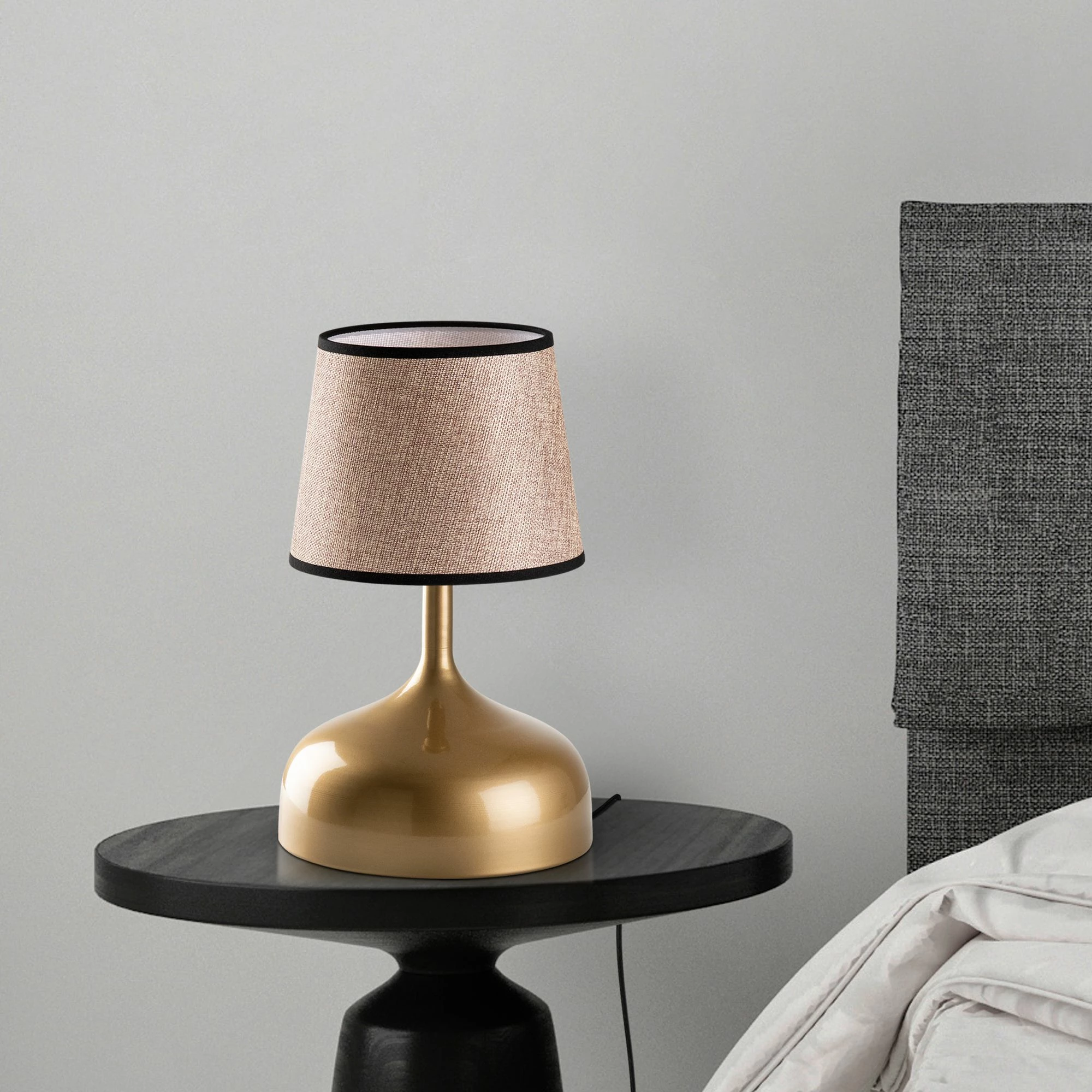 Namizna svetilka v obliki žarnice, zlate in bež barve, Opviq, 31x31x50 cm