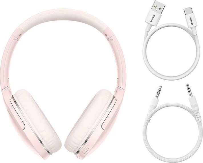 Slušalke čez uho brezžične, Baseus Encok D02 Pro NGD02-C01, Bluetooth 5.0, 40 ur baterije, 40 mm zvočniki, zložljive, rožnate