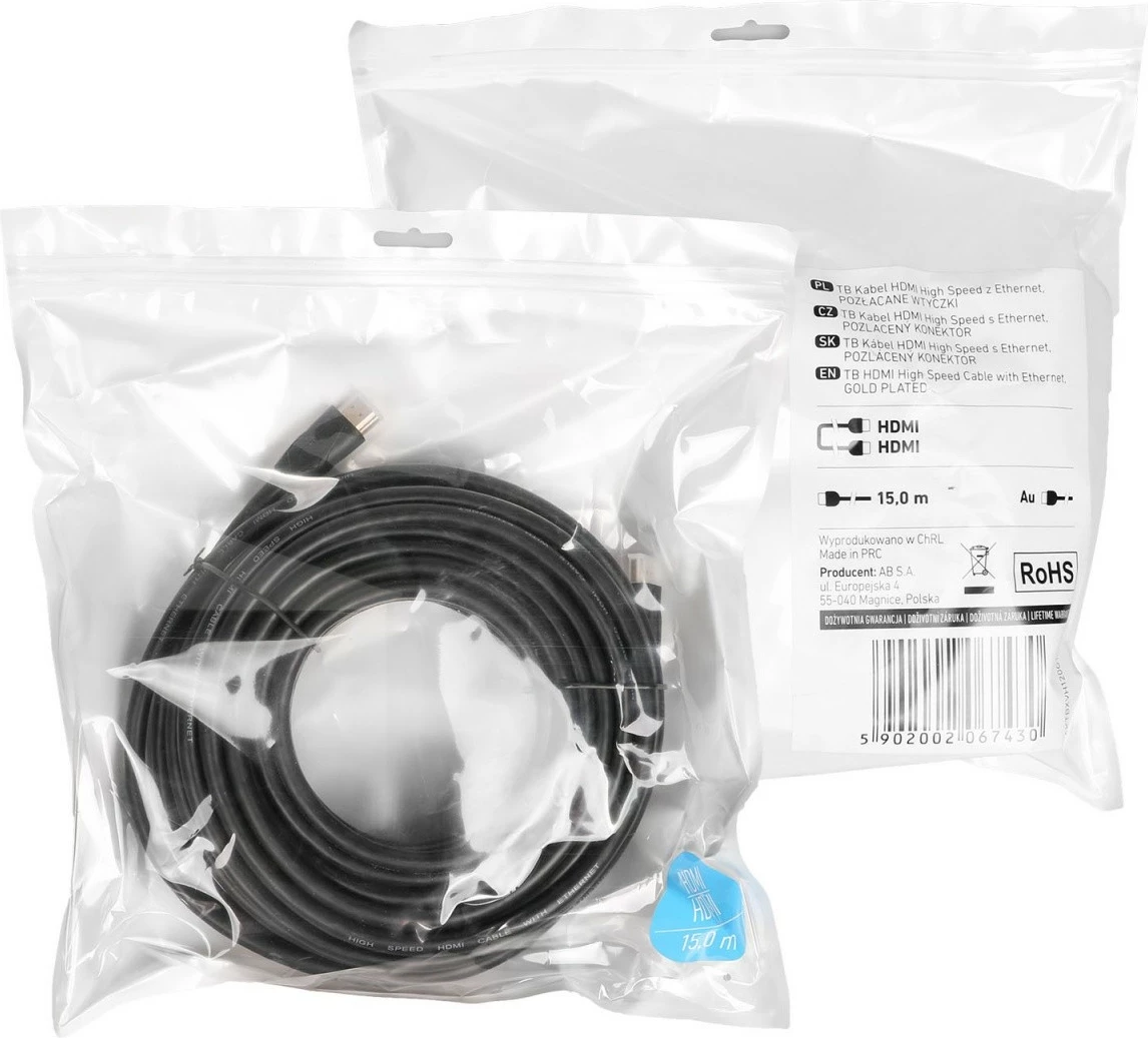 HDMI kabel, 15 m, v2.0, črn, TB AKTBXVH120G15MB