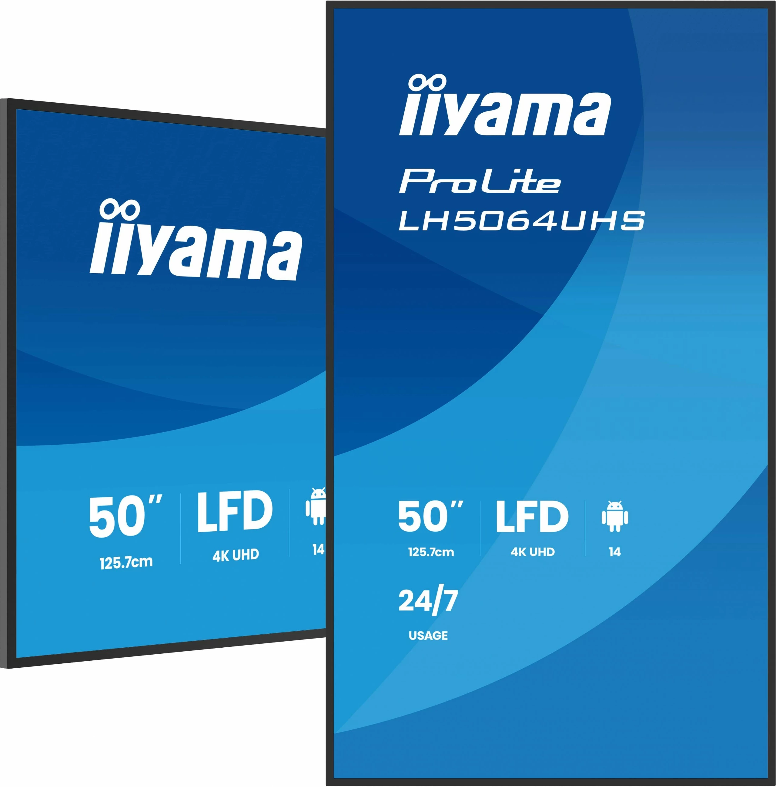 Velik digitalni zaslon iiyama LH6564UHS-B1AG, 65 palcev, 4K UHD, Wi-Fi, 24/7