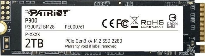 Notranji SSD 2TB, M.2 2280, PCIe Gen 3 x4 Patriot P300