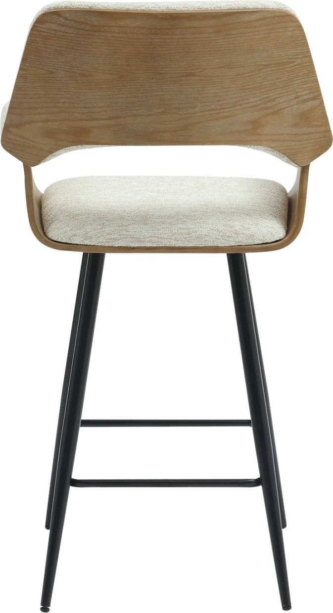 Barski stol srednje višine CLIPP FH9987.02 črne kovinske noge-ecru tkanina 57,5x53x98Hcm, set 2 kosov