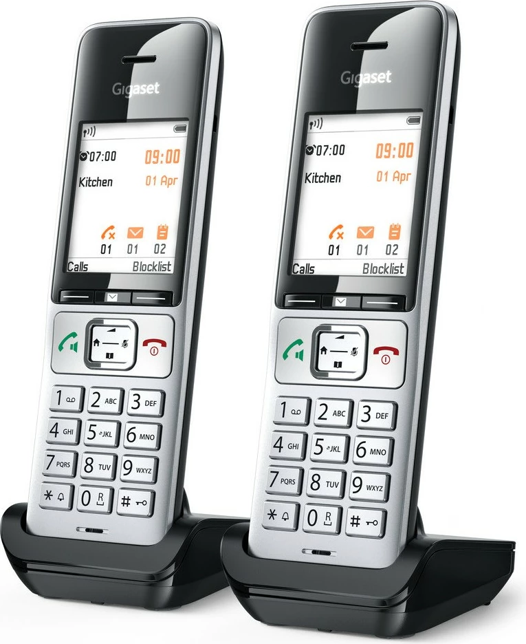 Analogni/DECT telefon COMFORT 500HX duo, Gigaset, žična slušalka, ID klica, 200 stikov, črn, srebrn