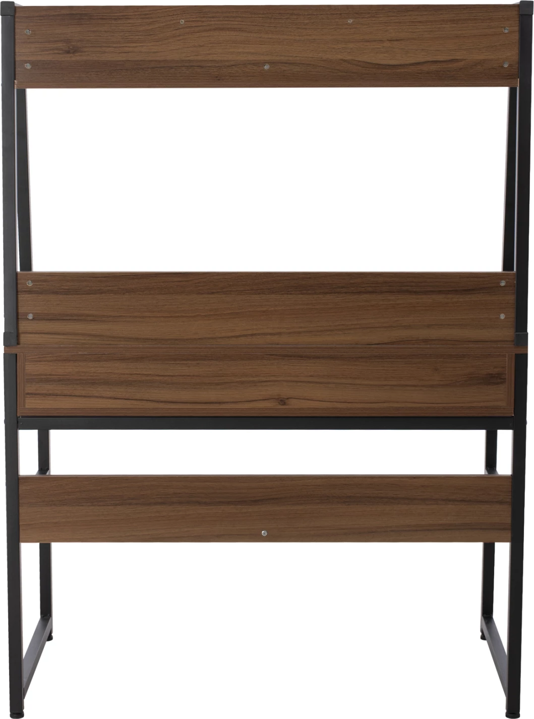 Pisarna z knjižno omaro FH2390.12 melamin v barvi oreha in črni kovinski okvir 100x48x139H cm