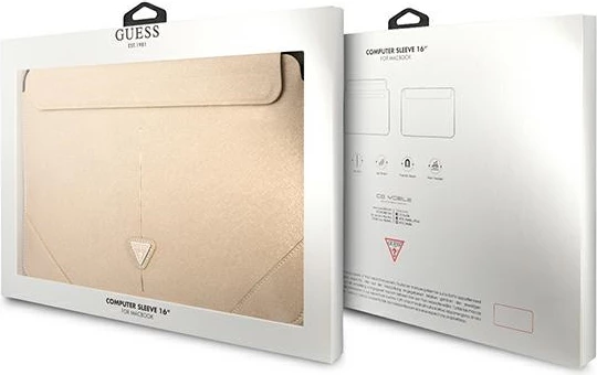 Ovitek za prenosnik Guess Saffiano Triangle Logo, 16", bež