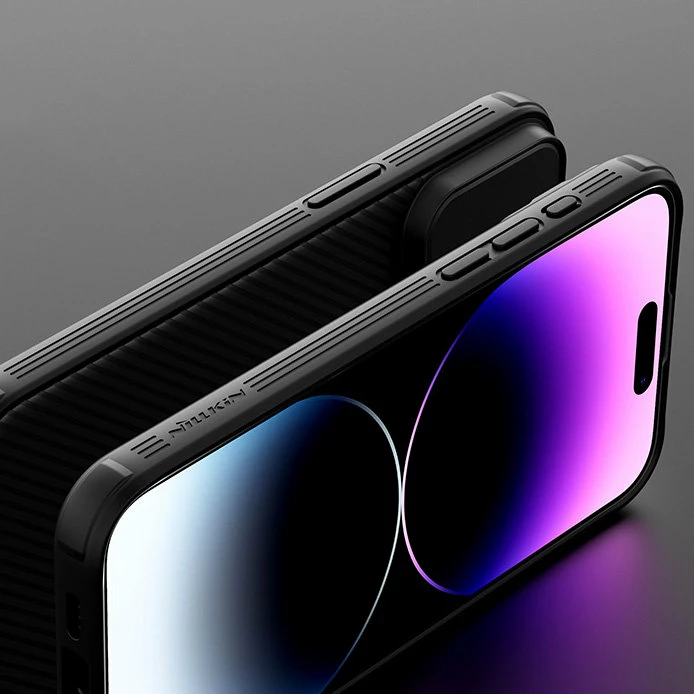Ovitek za telefon z drsnim pokrovom kamere, združljiv z MagSafe za iPhone 15 Plus - Nillkin CamShield Pro Magnetic, črn