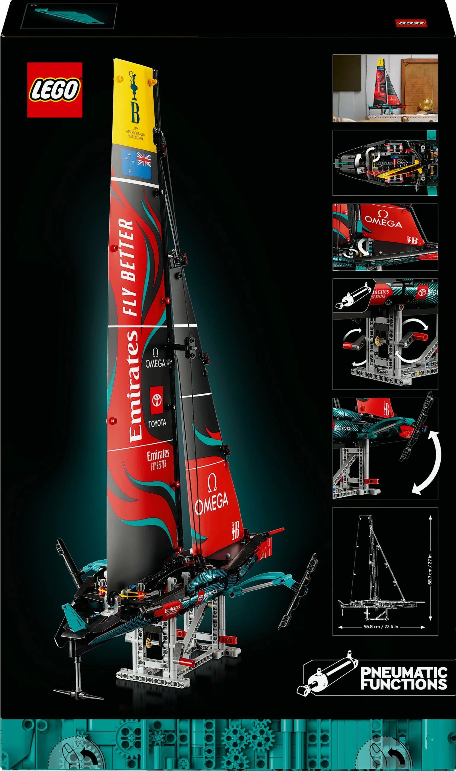 Set gradnje LEGO Technic Emirates Team New Zealand AC75, 962 kosov, večbarven
