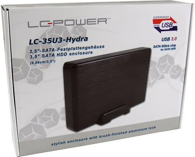 Zunanji ohišje za 3,5" SATA, LC-Power LC-35U3-HYDRA, USB 3.2, črn