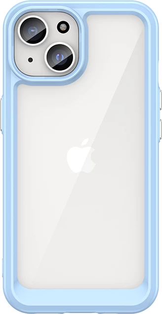 Prozoren ovoj z modrim okvirjem Hurtel za iPhone 15 Plus, prozoren s modrim robom