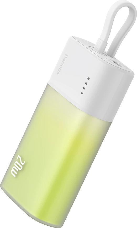 Powerbank zunanji polnilec Baseus Popsicle 5200 mAh, 20W, z vgrajenim Lightning kablom + USB-C na USB-C kablom 60W, bela-zelena
