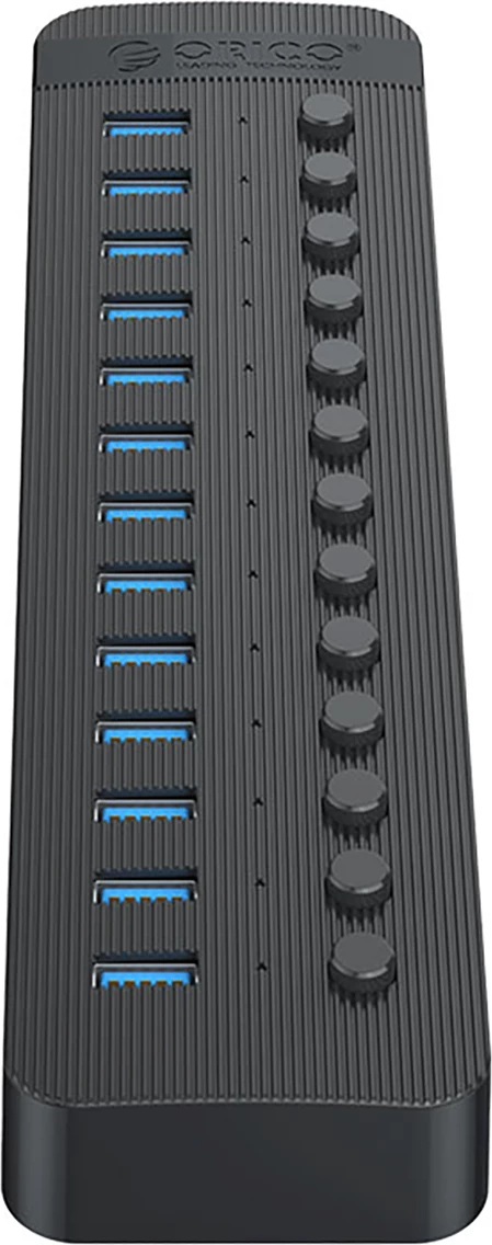 USB hub z 13 USB-A 3.0 priključki in stikali Orico CT2U3-13AB, črn
