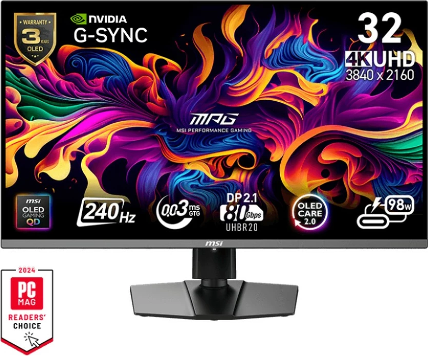 QD-OLED 31,5" 240Hz 4K UHD monitor, MSI MPG 322URXDE, črn
