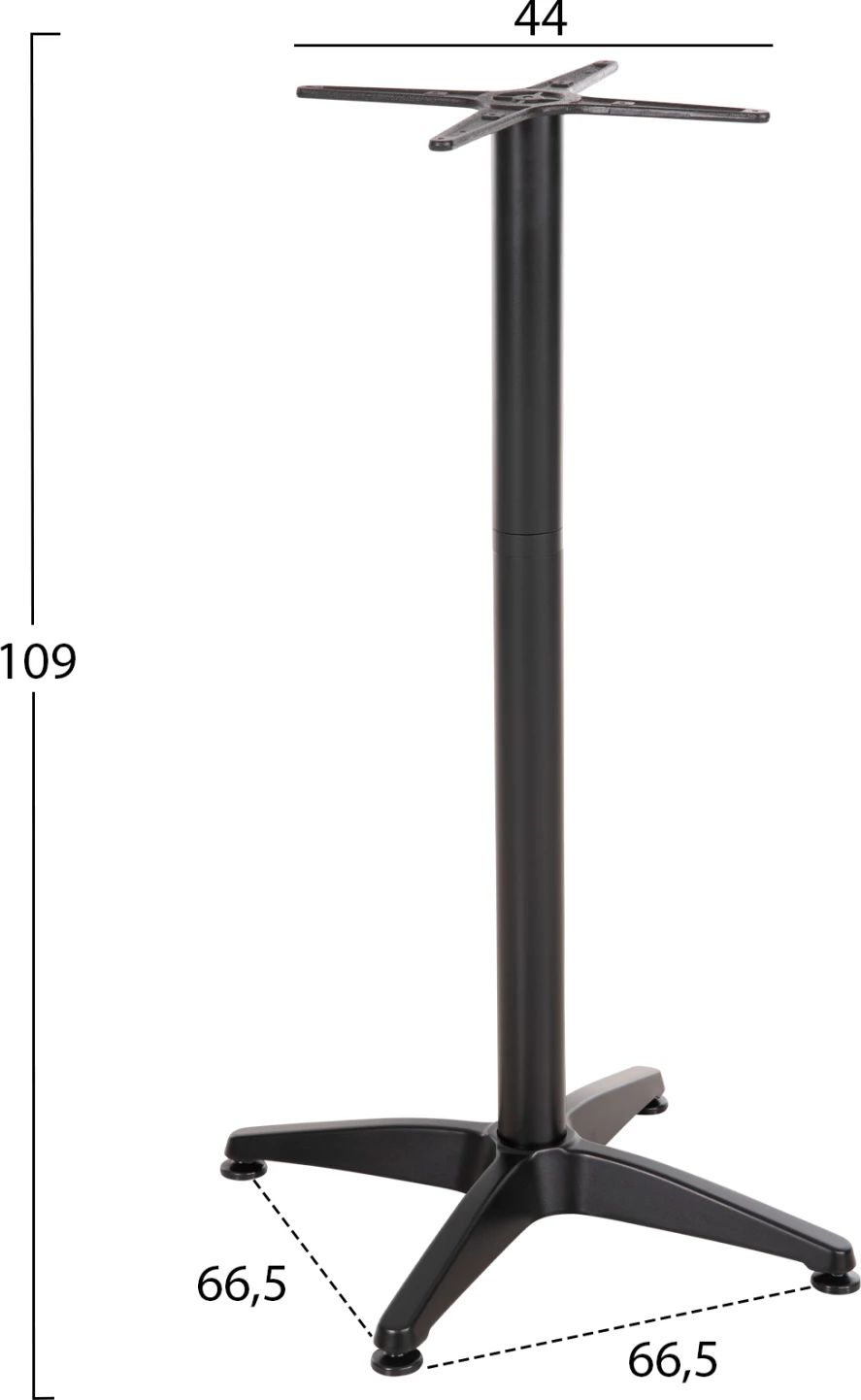 Osnova barske mize FH450.03 aluminijasta v črni barvi s 4-krakim križem 44x44cm